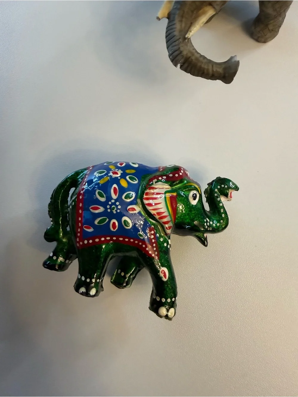 Handcrafted Colorful Elephant Wall Masks – Blue & Green Decorative Art
